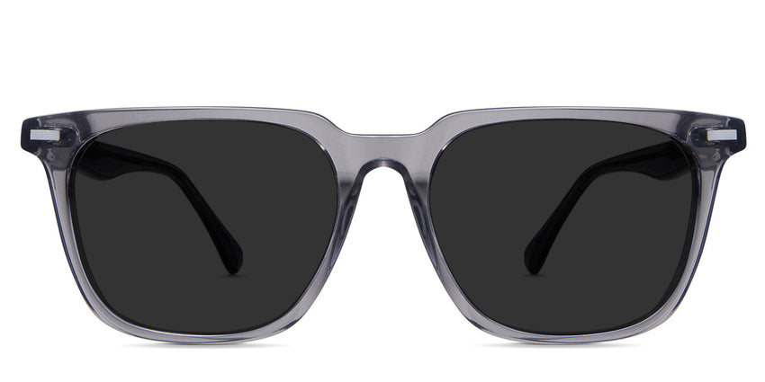 Binni Gray Polarized in sooty variant - it's a regular size transparent frame with a flat top rim.