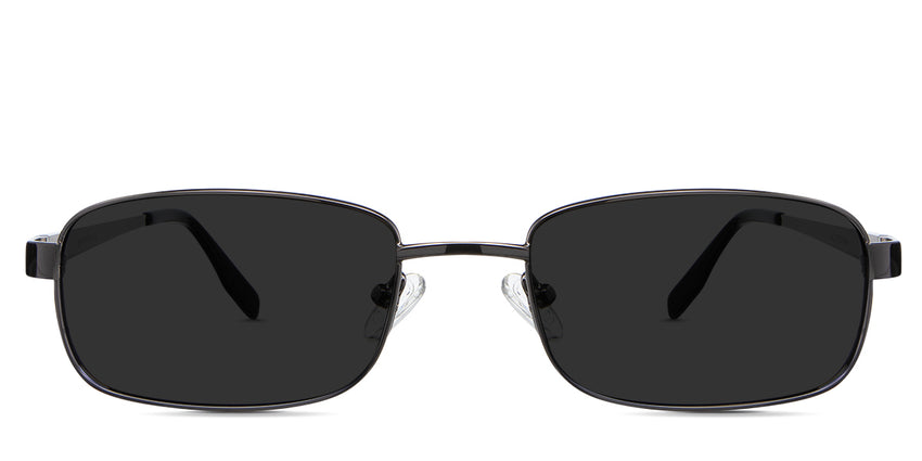 Brady black tinted Standard Solid sunglasses in the iron variant - it's a full-rimmed metal frame with a high-nose bridge and adjustable nose pads.