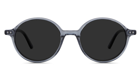 Brandon black tinted Standard Solid in the Tursio variant - it's a round transparent shape frame with a 19mm width nose bridge and slim temple arm.