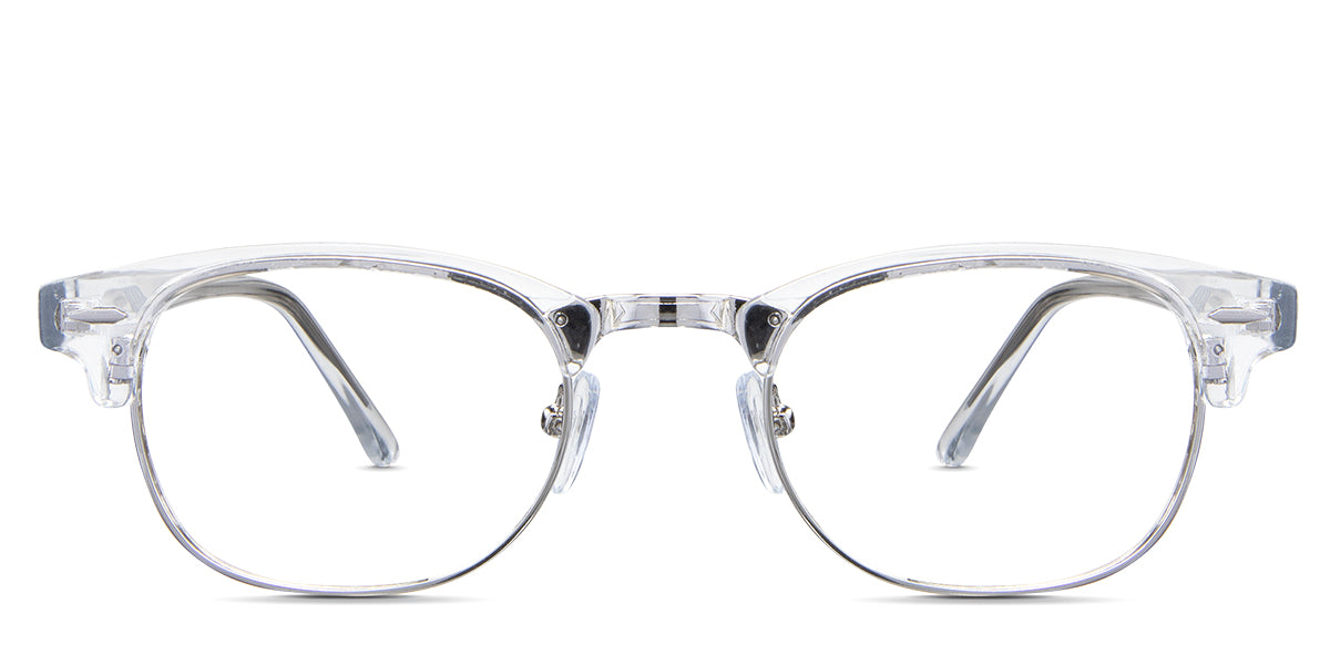 Brice eyeglasses in the crystal variant - it's a full-rimmed half-metal and half-acetate frame.