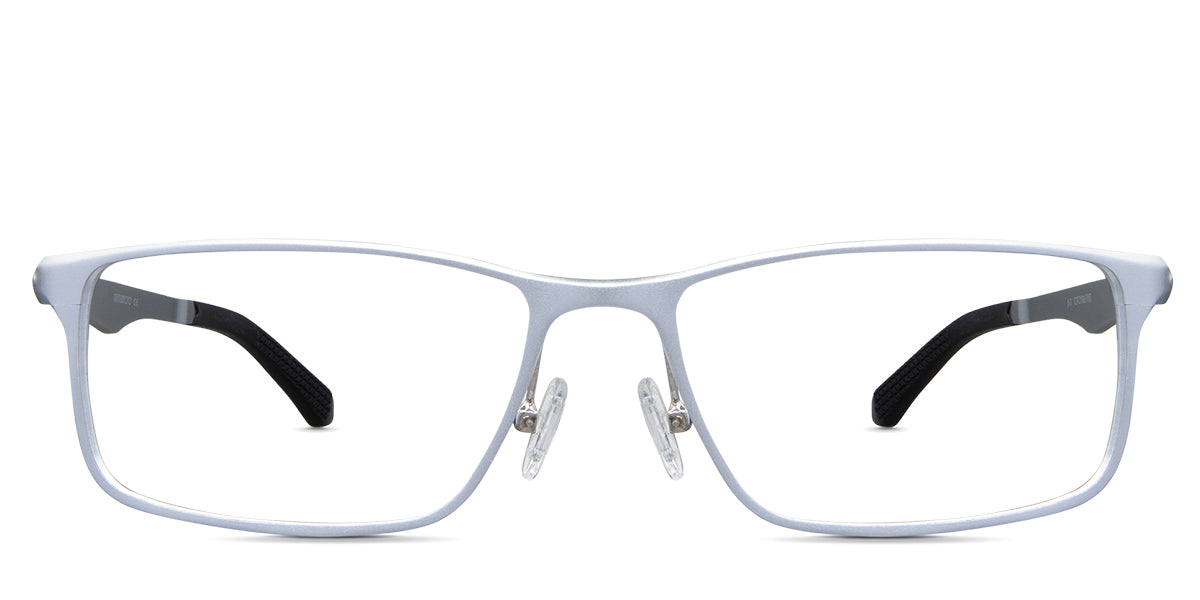 Briggs eyeglasses in the steel variant - is a rectangular frame in light gray.