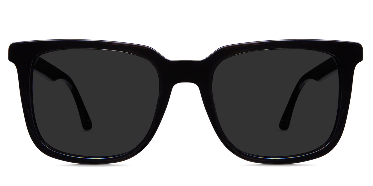Buri Black Sunglasses Standard Solid in the Midnight variant - it's a full-rimmed square acetate frame with a flat temple arm and rounded temple tips.
