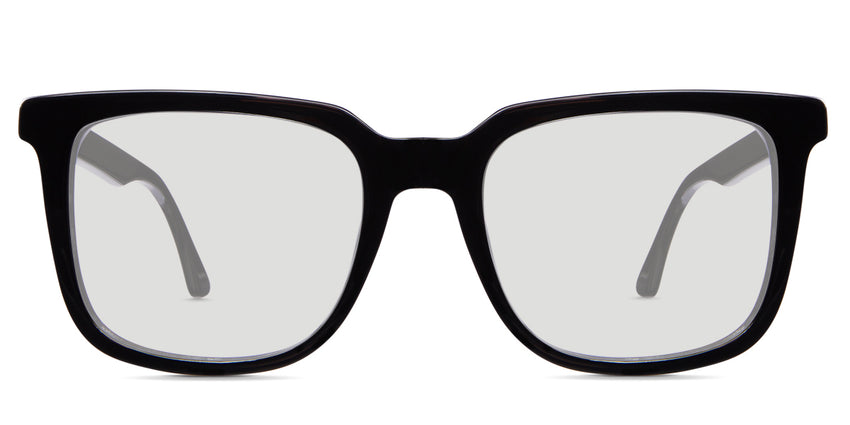 Buri Black tinted Standard Solid glasses in the Midnight variant - it's a full-rimmed square acetate frame with a flat temple arm and rounded temple tips.