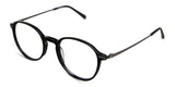 Buru eyeglasses in the pengu variant - the company name, frame name, and size are imprinted inside the temple tips.