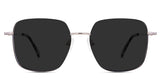 Carmela black tinted Standard Solid sunglasses in the Arvicola variant - it's a square metal frame with a narrow-width nose bridge and slim temple arm.