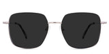 Carmela Gray Polarized glasses in the Arvicola variant - it's a square metal frame with a narrow-width nose bridge and slim temple arm.