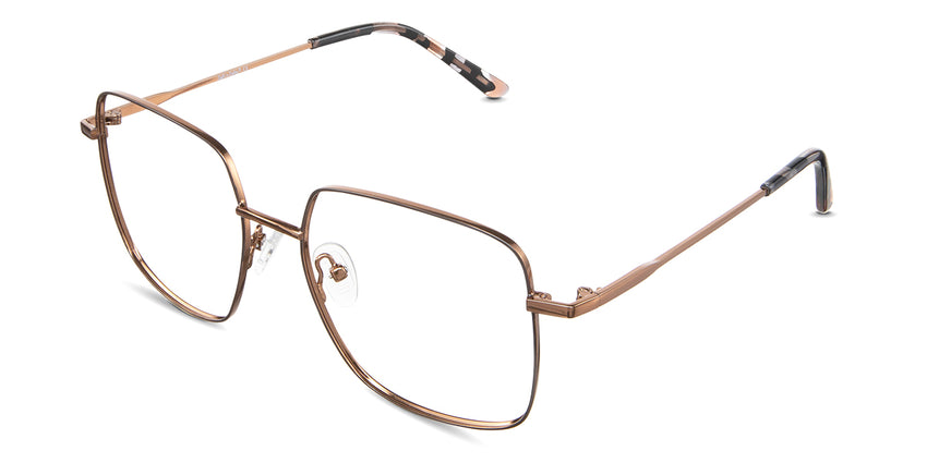 Carmela eyeglasses in the fisher variant - it's a full-rimmed metal frame in black and brown color.