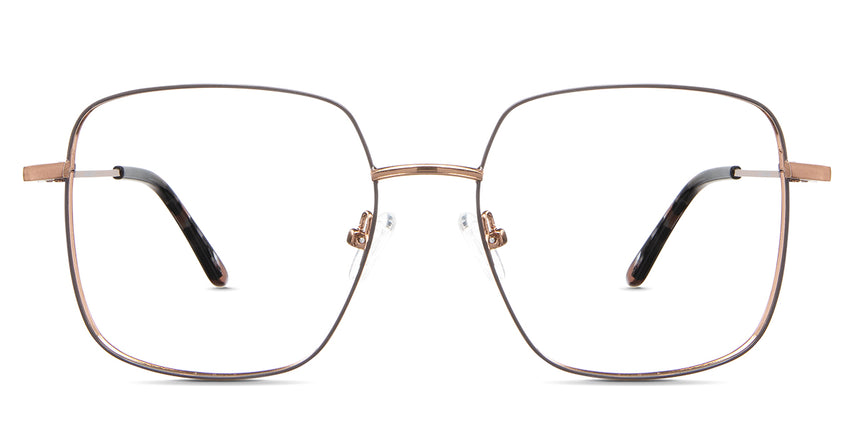 Carmela eyeglasses in the fisher variant - it's a thin frame with wide square viewing lenses.