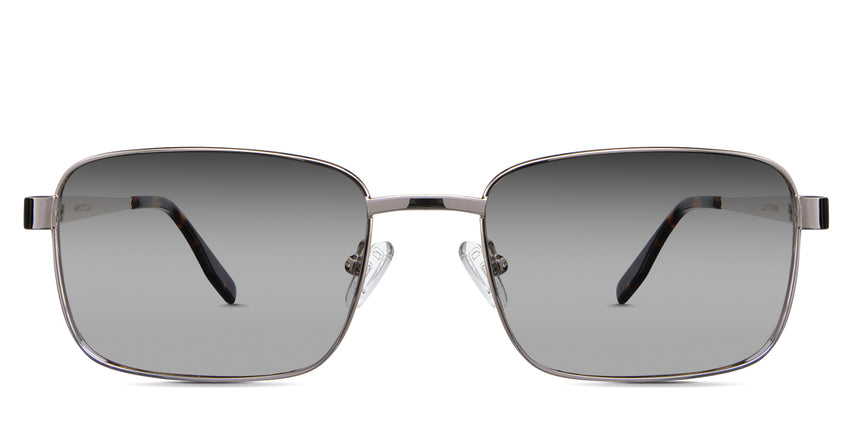 Carter black tinted Gradient sunglasses in the salt variant - it's a metal frame with a wide rectangular viewing lens.