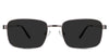 Carter black tinted Standard Solid sunglasses in the salt variant - it's a metal frame with a wide rectangular viewing lens.