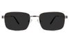 Carter Gray Polarized glasses in the salt variant - it's a metal frame with a wide rectangular viewing lens.