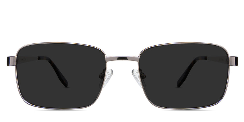 Carter black tinted Standard Solid sunglasses in the salt variant - it's a metal frame with a wide rectangular viewing lens.
