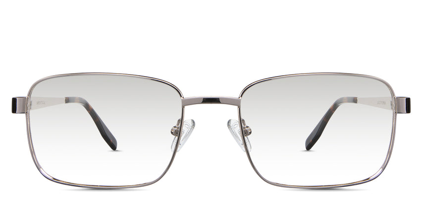 Carter black tinted Gradient sunglasses in the salt variant - it's a metal frame with a wide rectangular viewing lens.
