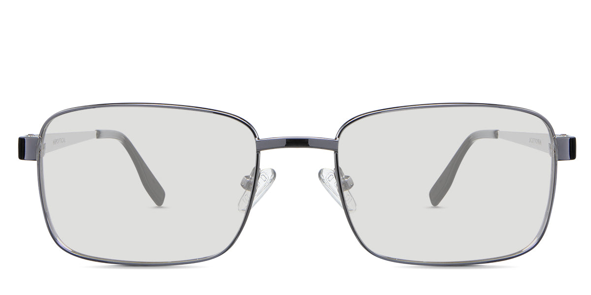Carter black tinted Standard Solid sunglasses in the spledid variant - it's a rectangular frame with a medium-thick nose bridge and adjustable nose pad.