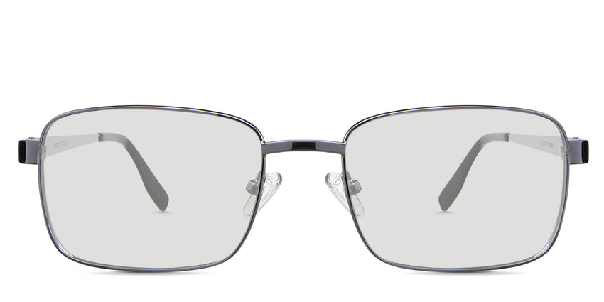 Carter black tinted Standard Solid sunglasses in the spledid variant - it's a rectangular frame with a medium-thick nose bridge and adjustable nose pad.