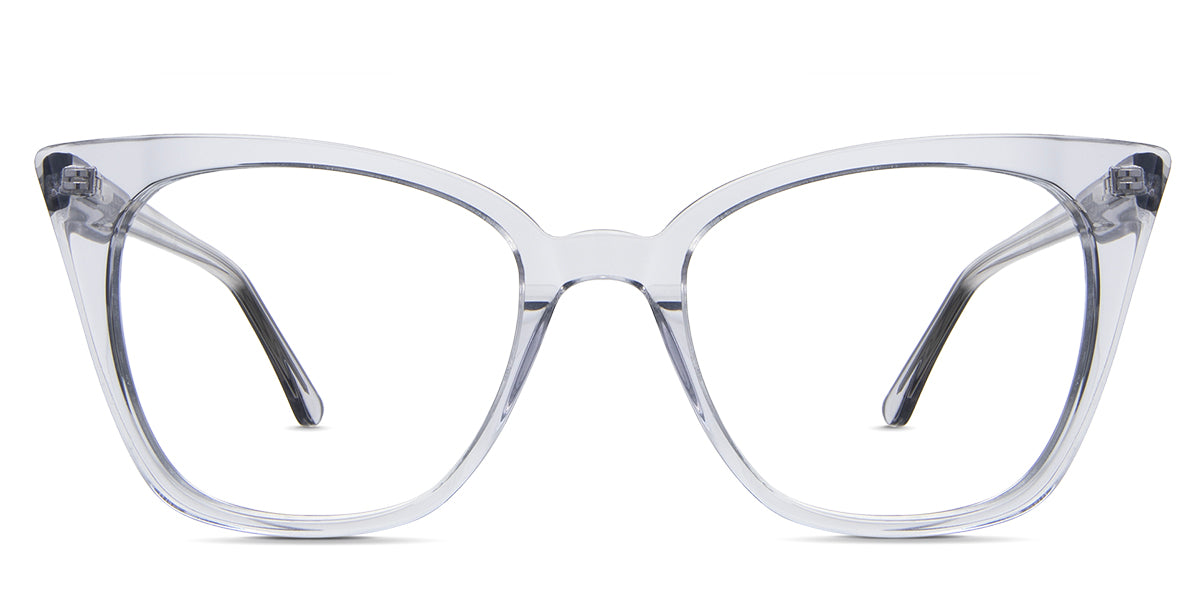Chantell Eyeglasses in ice variant - it's a clear acetate frame in a cat-eye shape.