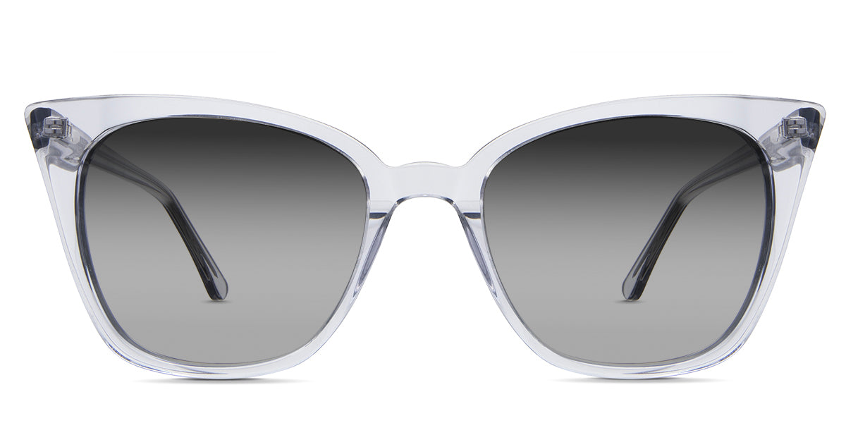 Chantell black tinted Gradient sunglasses in the ice variant is a cat-eye frame with a visible diamond pattern wire core in the temple arm.