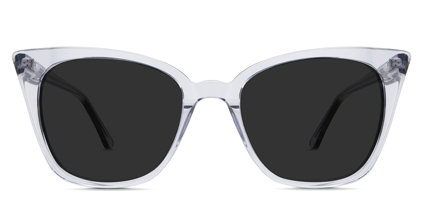  Chantell black tinted Standard Solid sunglasses in the ice variant is a cat-eye frame with a visible diamond pattern wire core in the temple arm.
