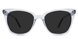  Chantell Gray Polarized glasses in the ice variant is a cat-eye frame with a visible diamond pattern wire core in the temple arm.
