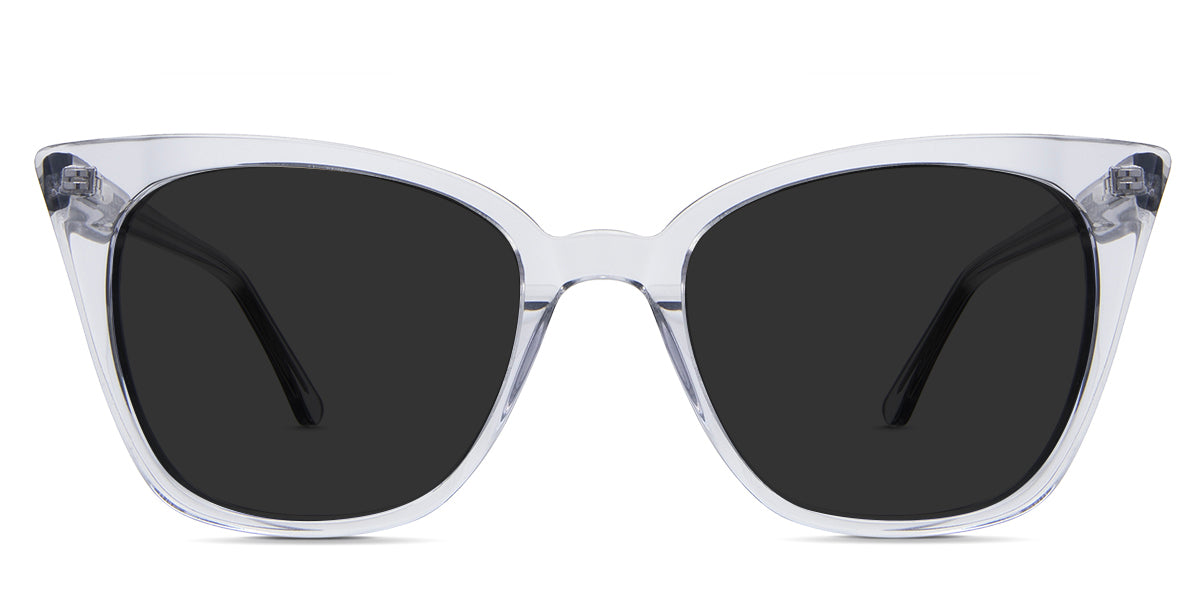  Chantell Gray Polarized glasses in the ice variant is a cat-eye frame with a visible diamond pattern wire core in the temple arm.