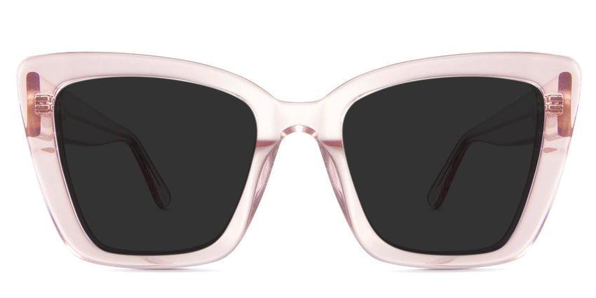 Chet Gray Polarized glasses in the flamingo variant are a transparent frame with the company logo outside the temple arm on both sides.
