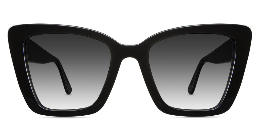 Chet black tinted Gradient  sunglasses in midnight variant - it's cat eye frame with a broad temple and high nose bridge