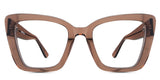 Chet eyewear in the russet variant - it's a bold frame with reddish orange-brown color.