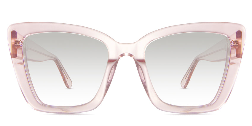 Chet black tinted Gradient sunglasses in the flamingo variant are a transparent frame with the company logo outside the temple arm on both sides.
