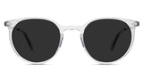 Cobo Black Sunglasses Standard Solid in the cloudsea variant - it's a narrow round shape frame with an acetate rim and metal arm.