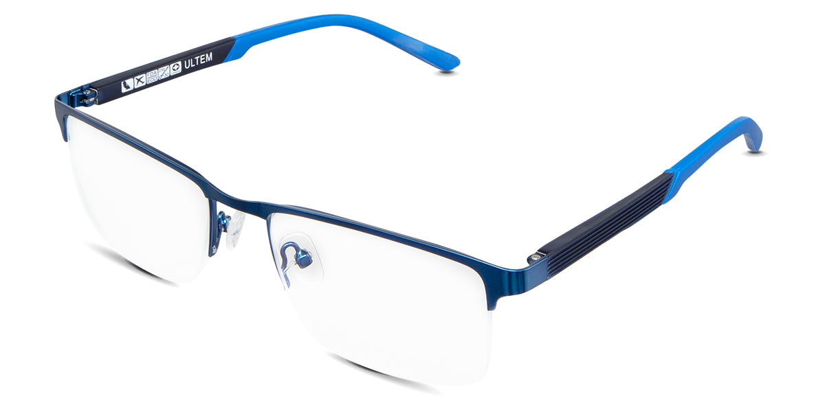 Colson Eyeglasses in the cobalt - have an adjustable silicon nose pad.