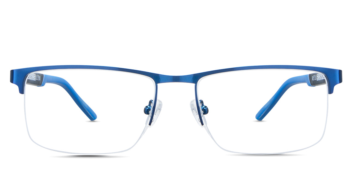 Colson Eyeglasses in the cobalt - it's a half-rimmed frame in color blue.
