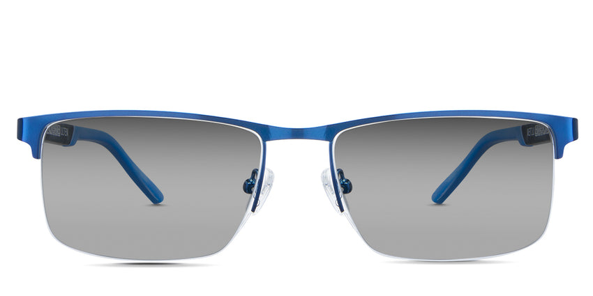Colson black tinted Gradient sunglasses in the cobalt - it's a half-rimmed frame and have an adjustable silicon nose pad.