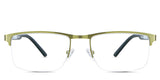 Colson Eyeglasses in the lime - are rectangular frames in an ant gold color.