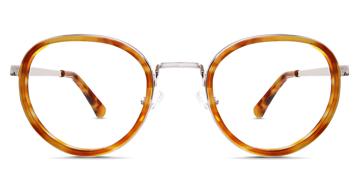 Corry eyeglasses in funky style comes with different shades of yellow and orange color on round frame