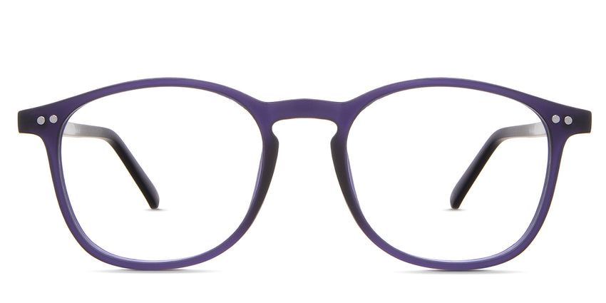 Coven eyeglasses in the hyacinth variant - are round frames in navy color.