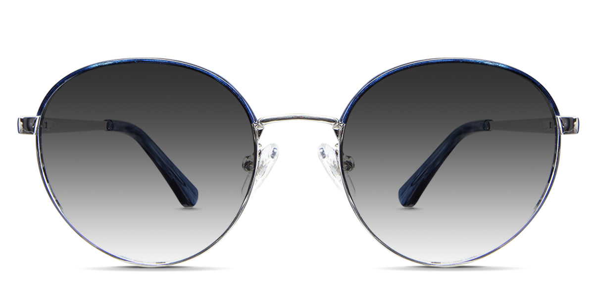 Coyle Black Sunglasses Gradient in the Homburg variant - it's a round metal frame with a silicon adjustable nose pad.