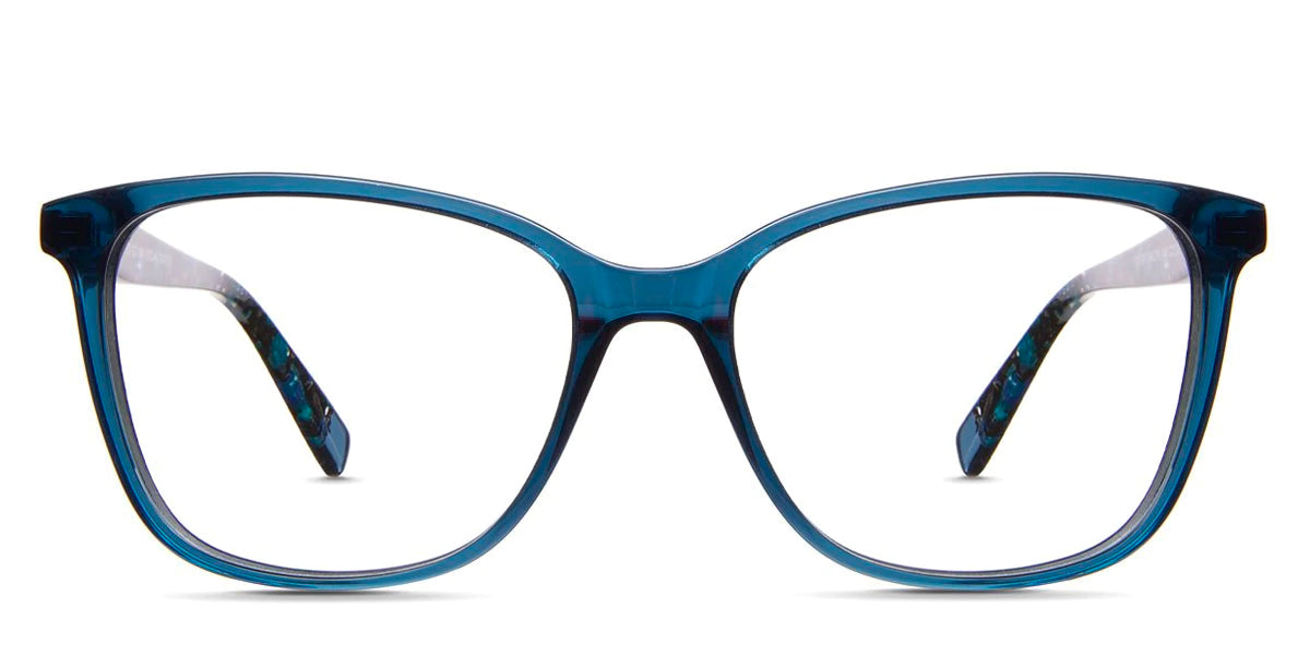 Crowley eyeglasses in the wave variant - it's a full-rimmed frame with a u-shaped nosed nose bridge.