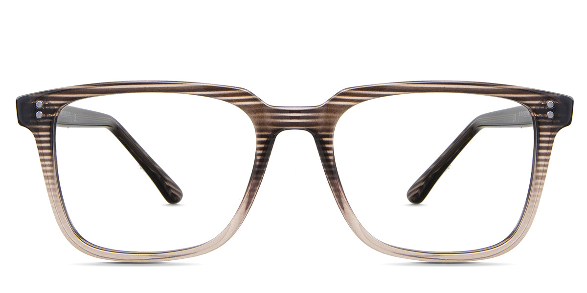 Dan eyeglasses in the leather variant - it's a rectangular-shaped frame with a wide viewing lens.