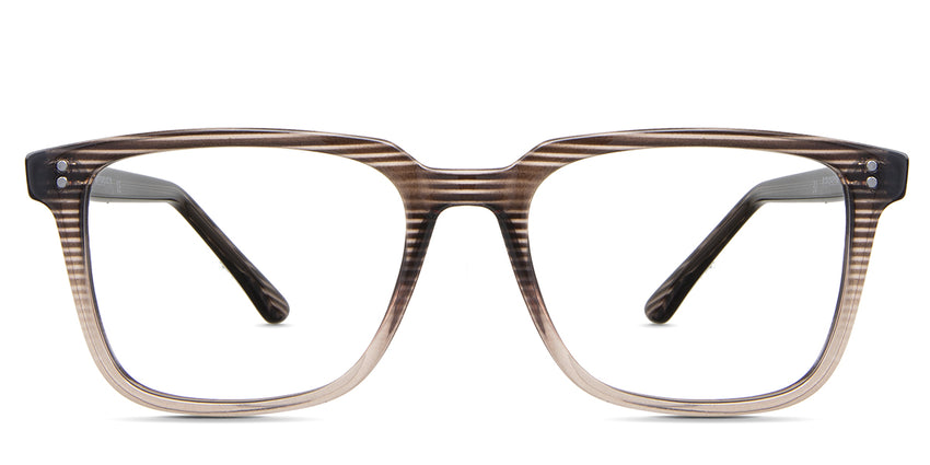 Dan eyeglasses in the leather variant - it's a rectangular-shaped frame with a wide viewing lens.