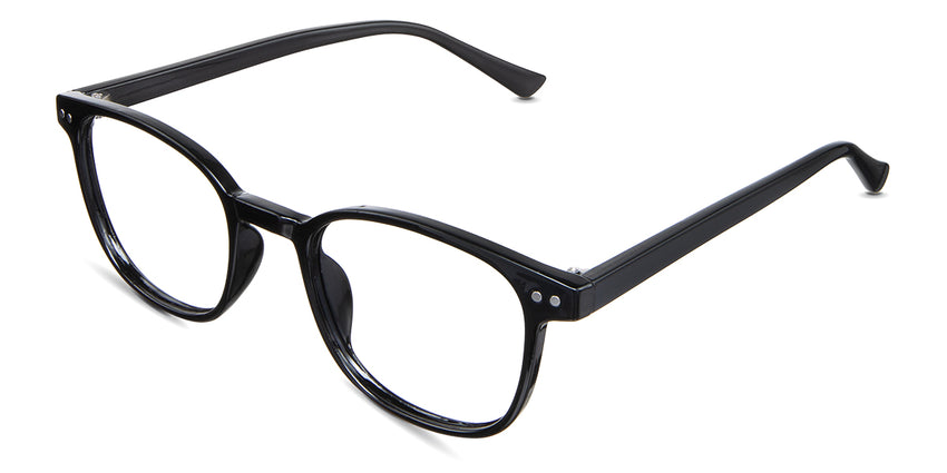 Davie eyeglasses in the midnight variant - have high built-in acetate nose pads.