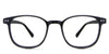 Davie eyeglasses in the midnight variant - it's a round, oval-shaped frame in black.