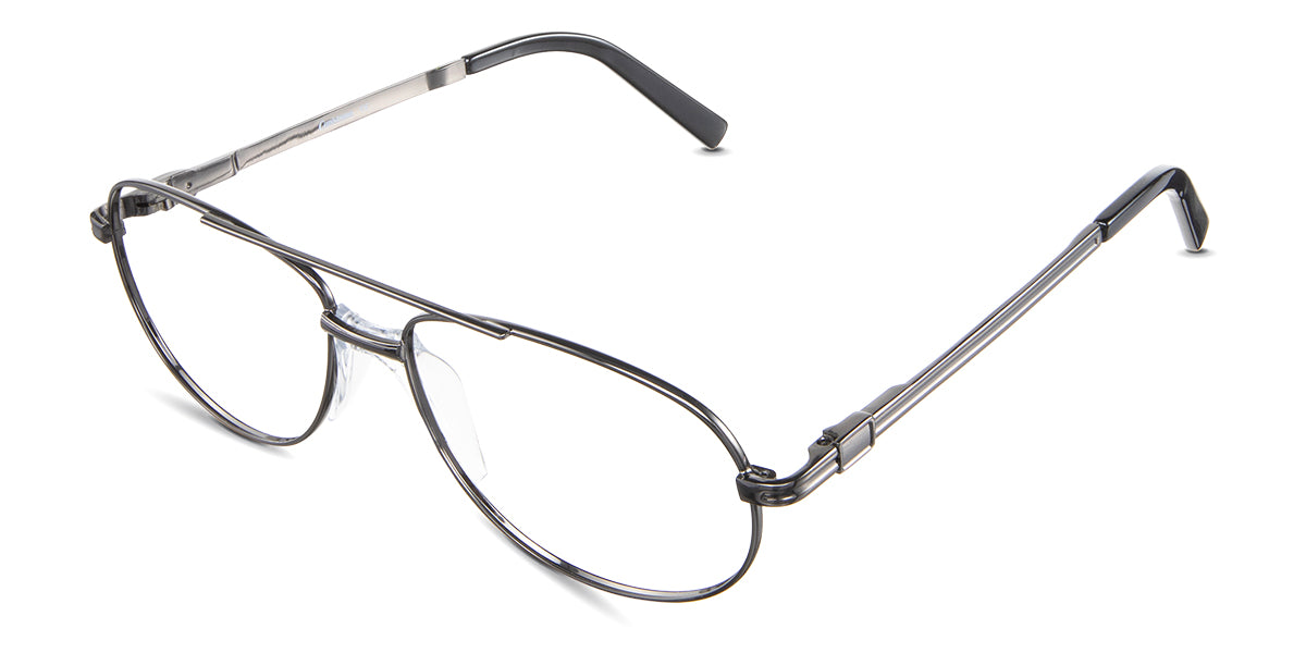Dax Eyeglasses in the rhino variant - it's a metal frame with acetate nose pads.