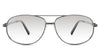 Dax black tinted Gradient glasses in the Rhino variant - It's an aviator-shaped metal frame with a flat, long temple arm.