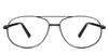 Dax eyeglasses in the woodsmoke variant - is an aviator-shaped frame in black.