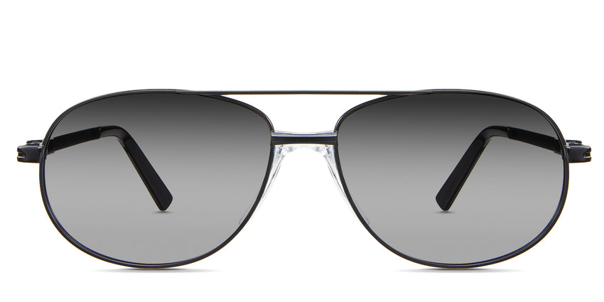 Dax black tinted Gradient sunglasses in the Woodsmoke variant - it's a metal aviator-shaped frame with a flat top bar and a clear built-in nose pad.