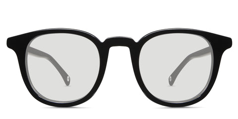 Dep black tinted Standard Solid sunglasses in midnight variant - it's a round full-rimmed frame with long end piece