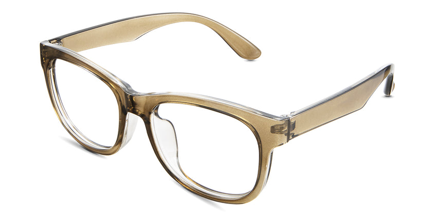 Devon eyeglasses in the khaki variant - have a U-shaped nose bridge.