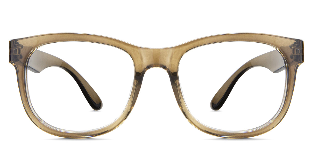 Devon eyeglasses in the khaki variant - it's a square frame in color brown.
