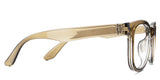 Devon eyeglasses in the khaki variant - have a broad temple.
