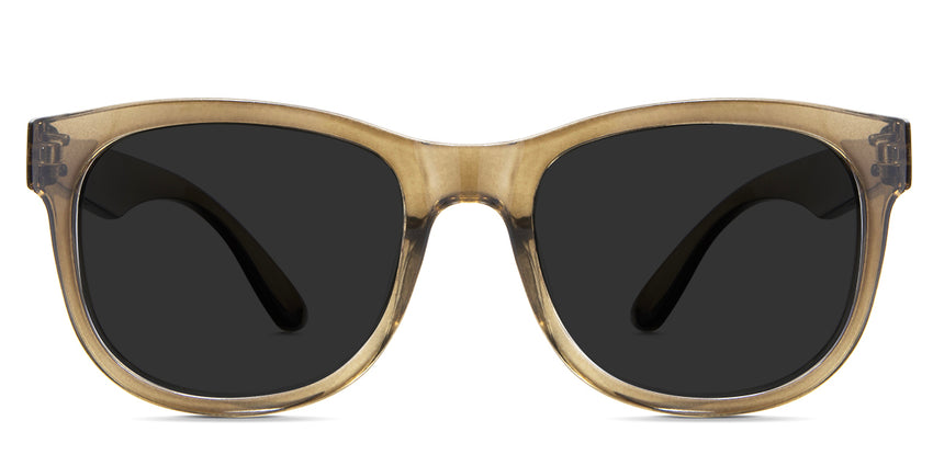 Devon gray Polarized in the Khaki variant - it's a square frame with a U-shaped nose bridge and a broad temple.